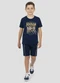 Reirex - Conjunto Camiseta Meia Malha e Bermuda Preto - variação: Azul