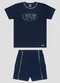 Reirex - Conjunto Camiseta Meia Malha e Bermuda Preto - variação: Azul