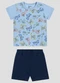 Reirex - Conjunto Camiseta Meia Malha e Bermuda Branco - variação: Azul