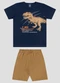 Reirex - Conjunto Camiseta Meia Malha e Bermuda Azul - variação: Azul