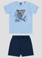 Reirex - Conjunto Camiseta Meia Malha e Bermuda Azul - variação: Azul