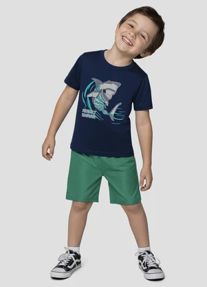 Reirex - Conjunto Camiseta Meia Malha e Bermuda Azul - REIREX