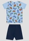 Reirex - Conjunto Camiseta Meia Malha e Bermuda Cinza - variação: Azul