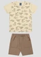 Reirex - Conjunto Camiseta Meia Malha e Bermuda Bege - variação: Bege