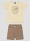 Reirex - Conjunto Camiseta Meia Malha e Bermuda Bege - variação: Bege
