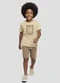 Reirex - Conjunto Camiseta Meia Malha e Bermuda Bege - variação: Bege