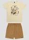 Reirex - Conjunto Camiseta Meia Malha e Bermuda Bege - variação: Bege