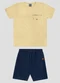Reirex - Conjunto Camiseta Meia Malha e Bermuda Preto - variação: Bege