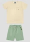 Reirex - Conjunto Camiseta Meia Malha e Bermuda Preto - variação: Bege