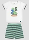 Reirex - Conjunto Camiseta Meia Malha e Bermuda Branco - variação: Branco