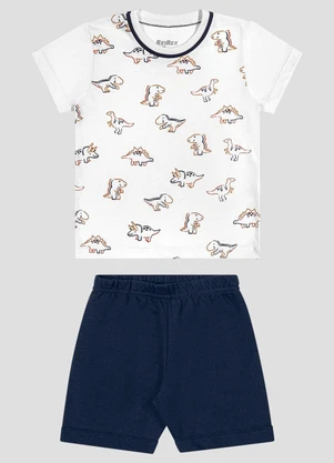 Reirex - Conjunto Camiseta Meia Malha e Bermuda Branco - REIREX