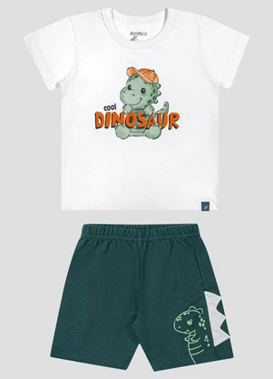 Reirex - Conjunto Camiseta Meia Malha e Bermuda Branco - REIREX