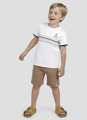 Reirex - Conjunto Camiseta Meia Malha e Bermuda Branco - REIREX