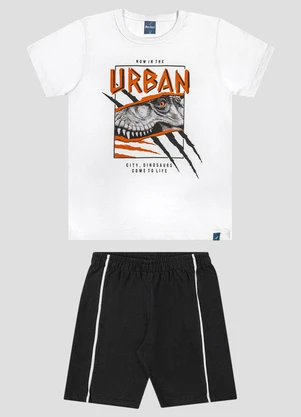 Reirex - Conjunto Camiseta Meia Malha e Bermuda Branco - REIREX