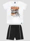 Reirex - Conjunto Camiseta Meia Malha e Bermuda Preto - variação: Branco