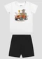 Reirex - Conjunto Camiseta Meia Malha e Bermuda Vermelho - variação: Branco
