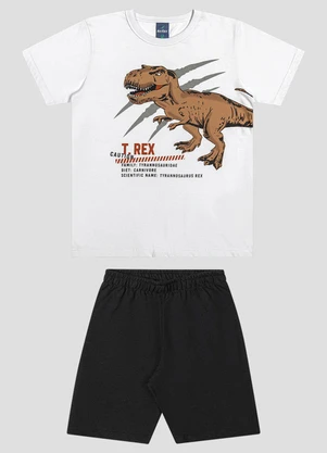 Reirex - Conjunto Camiseta Meia Malha e Bermuda Branco - REIREX
