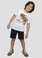Reirex - Conjunto Camiseta Meia Malha e Bermuda Azul - variação: Branco
