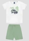 Reirex - Conjunto Camiseta Meia Malha e Bermuda Cinza - variação: Branco