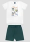 Reirex - Conjunto Camiseta Meia Malha e Bermuda Vermelho - variação: Branco