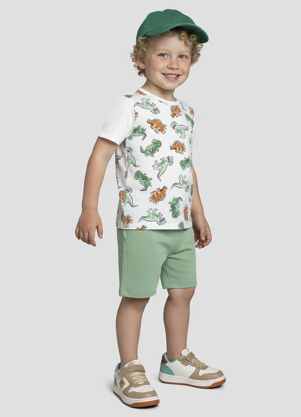 Reirex - Conjunto Camiseta Meia Malha e Bermuda Branco