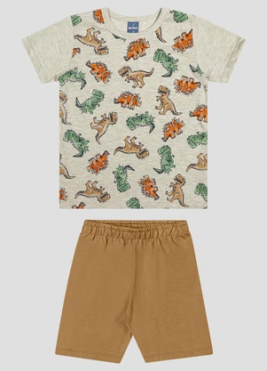 Reirex - Conjunto Camiseta Meia Malha e Bermuda Cinza - REIREX