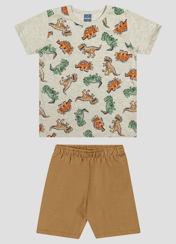 Reirex - Conjunto Camiseta Meia Malha e Bermuda Cinza
