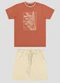 Reirex - Conjunto Camiseta Meia Malha e Bermuda Laranja - variação: Laranja