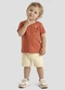 Reirex - Conjunto Camiseta Meia Malha e Bermuda Amarelo - variação: Laranja