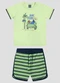 Reirex - Conjunto Camiseta Meia Malha e Bermuda Branco - variação: Verde