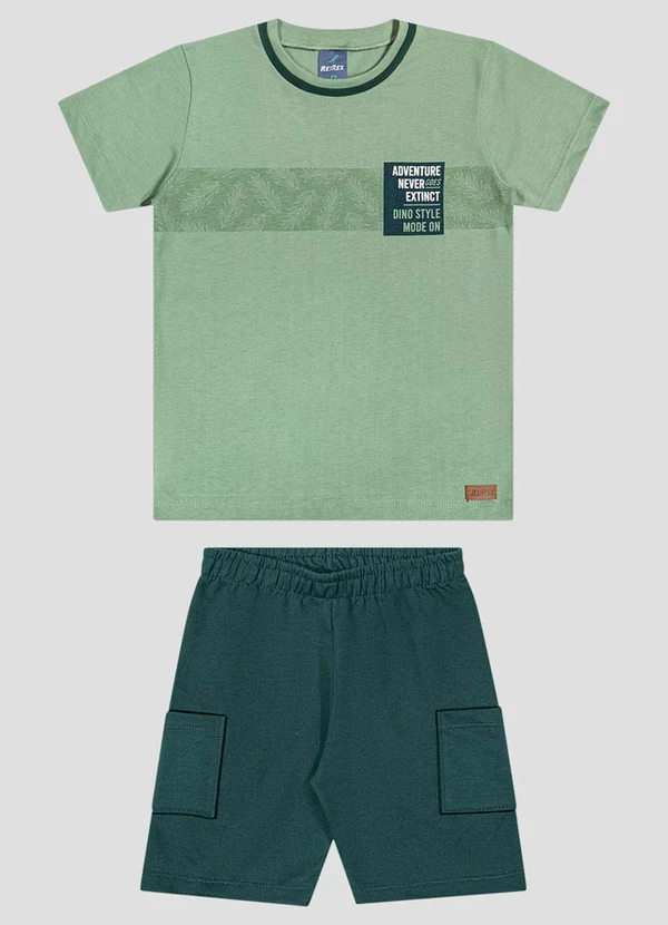 Reirex - Conjunto Camiseta Meia Malha e Bermuda Verde