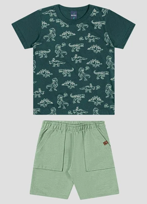 Reirex - Conjunto Camiseta Meia Malha e Bermuda Verde - REIREX