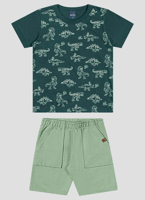 Reirex - Conjunto Camiseta Meia Malha e Bermuda Verde
