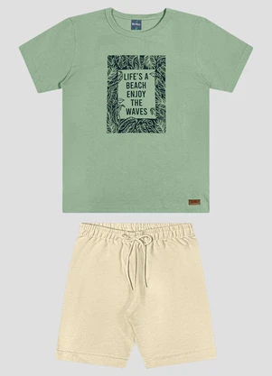 Reirex - Conjunto Camiseta Meia Malha e Bermuda Verde - REIREX