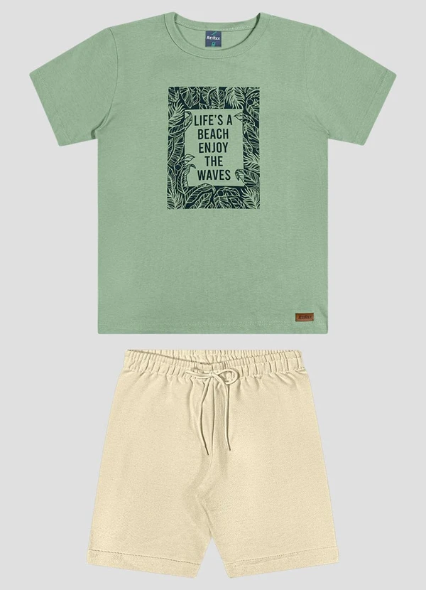 Reirex - Conjunto Camiseta Meia Malha e Bermuda Verde