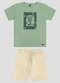 Reirex - Conjunto Camiseta Meia Malha e Bermuda Bege - variação: Verde