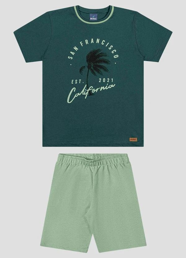 Reirex - Conjunto Camiseta Meia Malha e Bermuda Verde