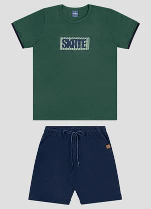 Reirex - Conjunto Camiseta Meia Malha e Bermuda Verde - REIREX