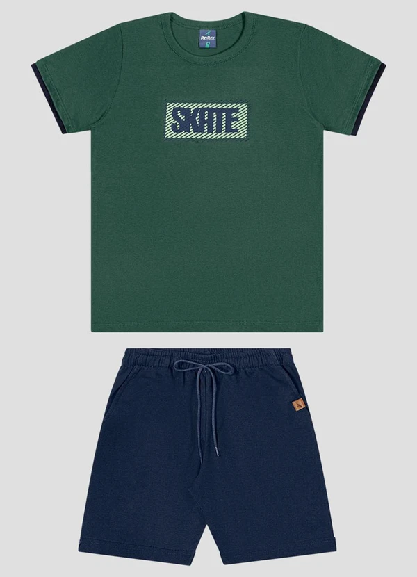 Reirex - Conjunto Camiseta Meia Malha e Bermuda Verde