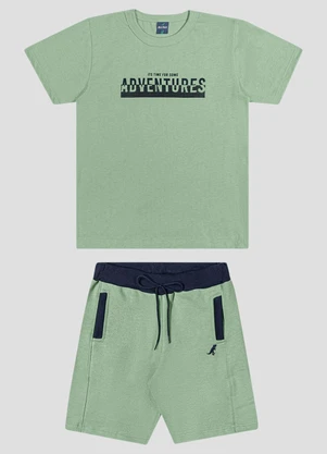 Reirex - Conjunto Camiseta Meia Malha e Bermuda Verde - REIREX