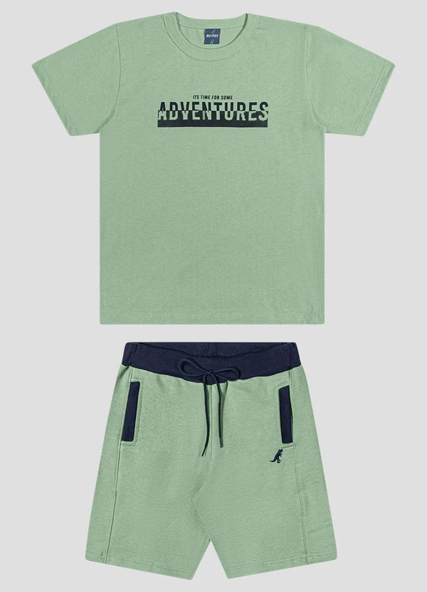Reirex - Conjunto Camiseta Meia Malha e Bermuda Verde