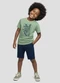 Reirex - Conjunto Camiseta Meia Malha e Bermuda Laranja - variação: Verde