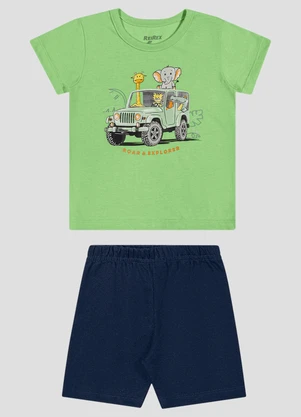 Reirex - Conjunto Camiseta Meia Malha e Bermuda Verde - REIREX