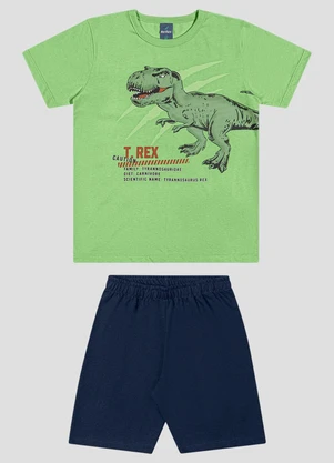 Reirex - Conjunto Camiseta Meia Malha e Bermuda Verde - REIREX