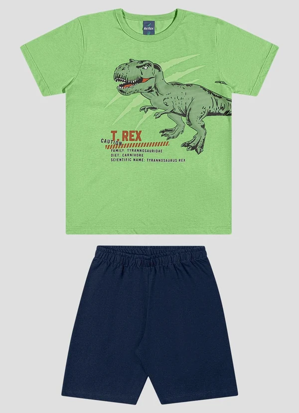 Reirex - Conjunto Camiseta Meia Malha e Bermuda Verde