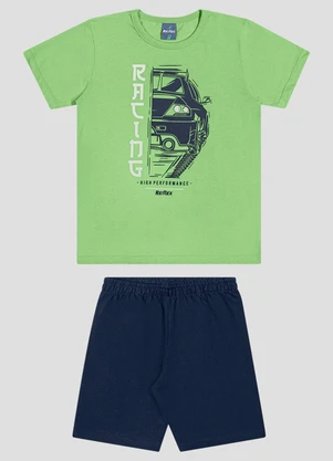 Reirex - Conjunto Camiseta Meia Malha e Bermuda Verde - REIREX