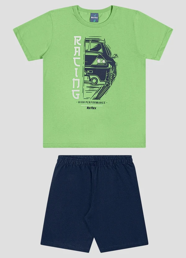 Reirex - Conjunto Camiseta Meia Malha e Bermuda Verde