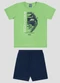 Reirex - Conjunto Camiseta Meia Malha e Bermuda Preto - variação: Verde