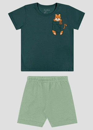 Reirex - Conjunto Camiseta Meia Malha e Bermuda Verde - REIREX