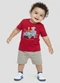 Reirex - Conjunto Camiseta Meia Malha e Bermuda Vermelho - variação: Vermelho
